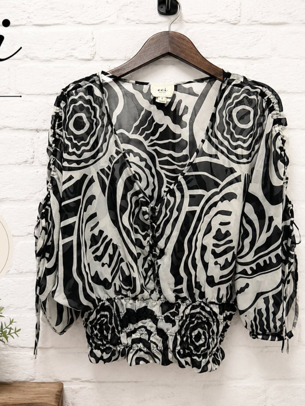 Sheer Abstract Print Blouse | Size Small